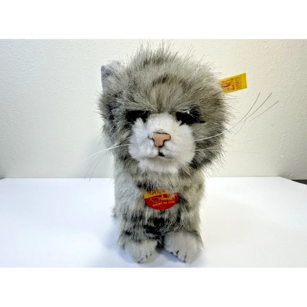 Steiff Cat‎ Whiskas Mom Cat Standing Gray Plush Original Ear Tag 075875